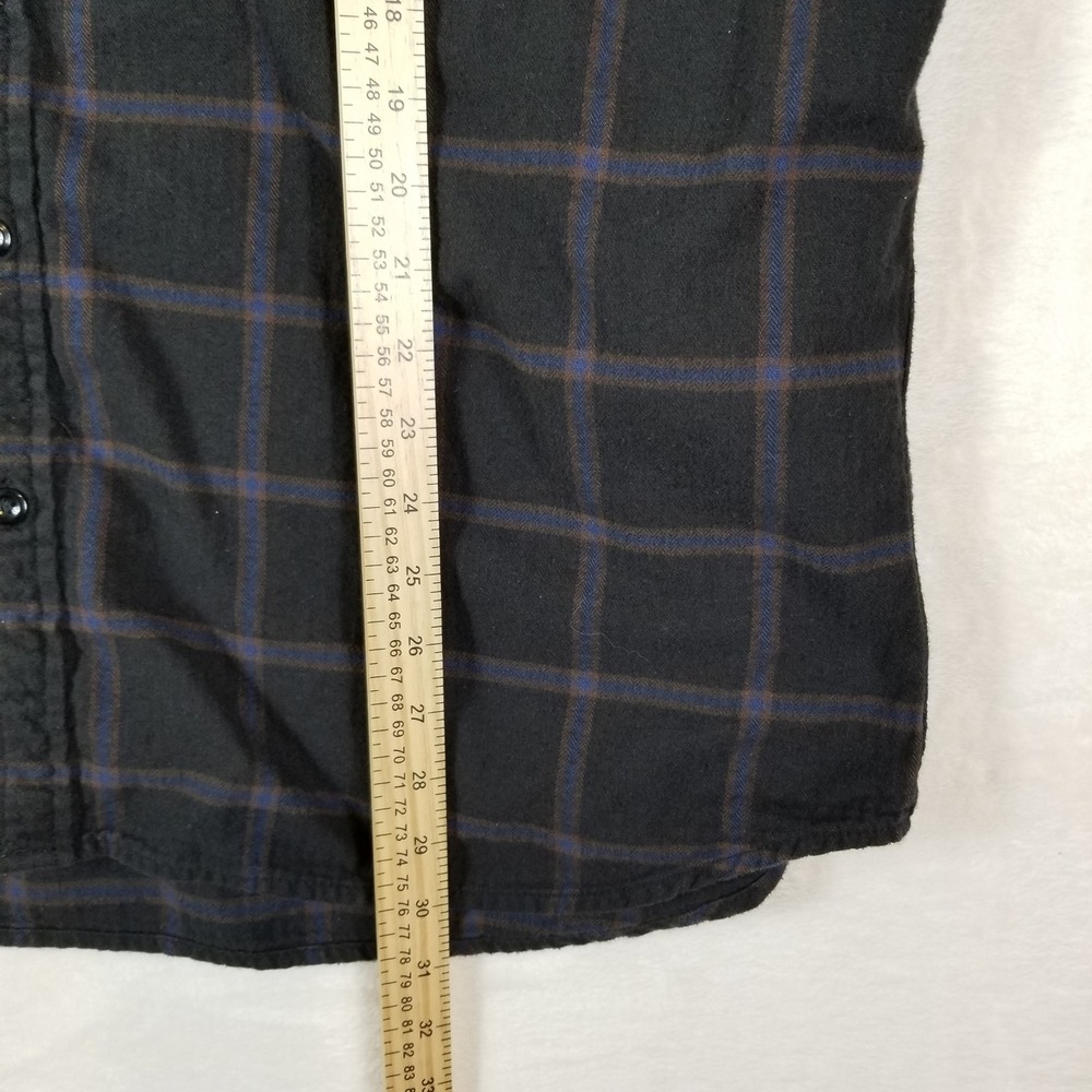 Harley-Davidson Mens 2XL Black Blue Plaid Flannel Button Down Shirt Graphic Back - Picture 7 of 8